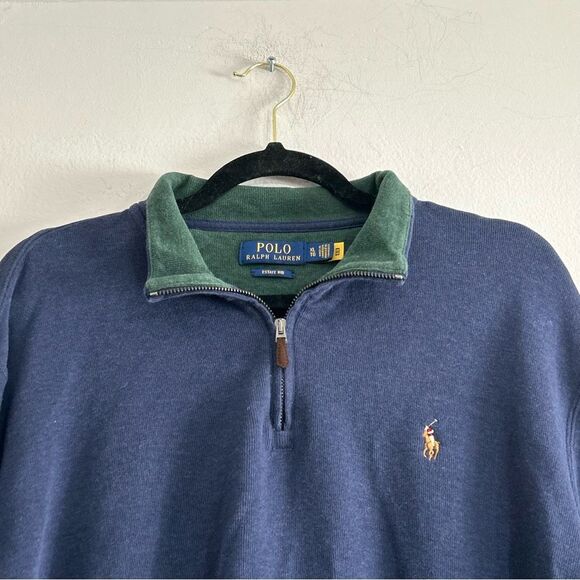 Polo Ralph Lauren Estate Rib Quarter Zip Pullover Sweater in Cruise Navy Size XL - Picture 7 of 10